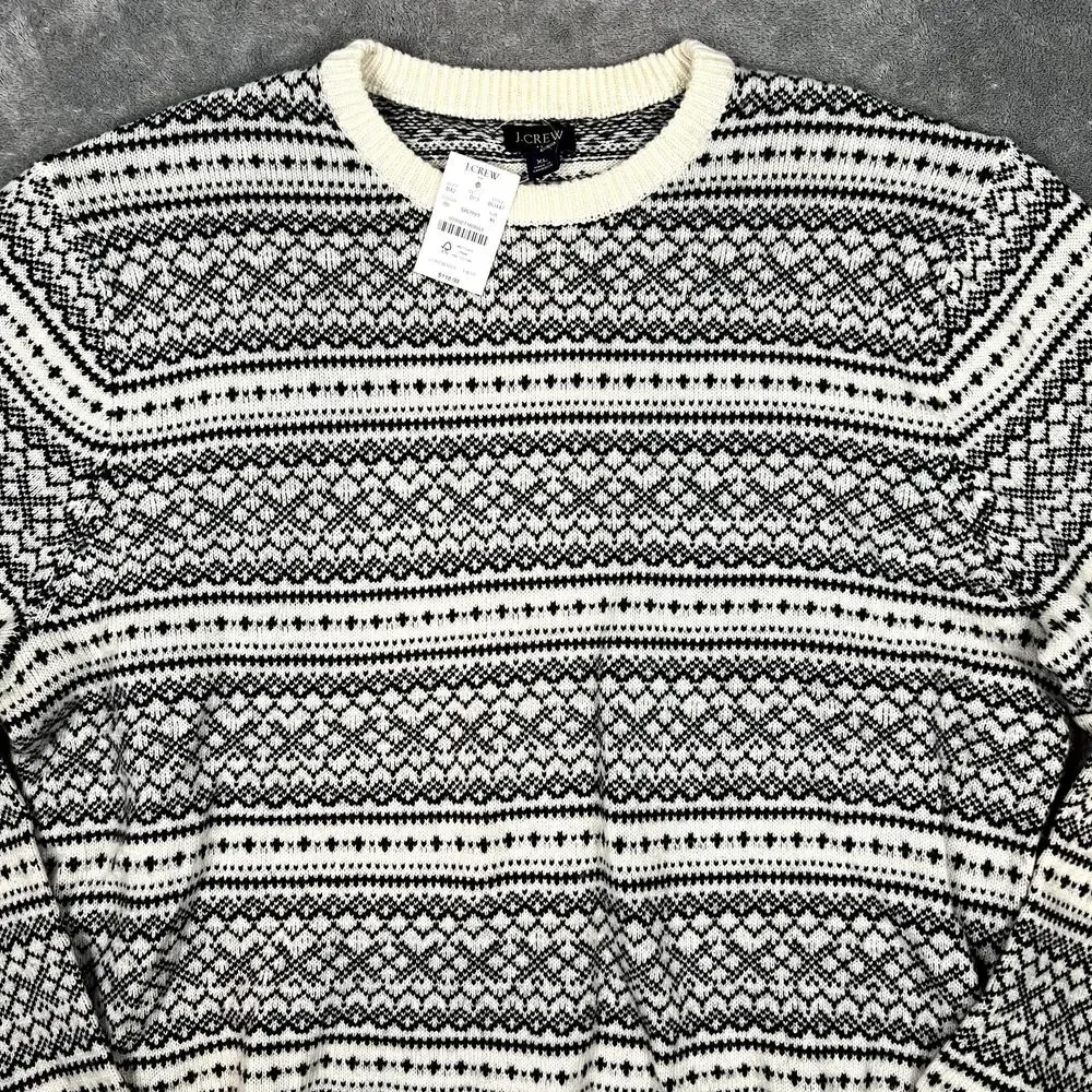 J Crew Sweater Mens XL Lambswool Blend Fair Isle Sweater Geometric NWT MSRP $118 - Picture 2 of 10